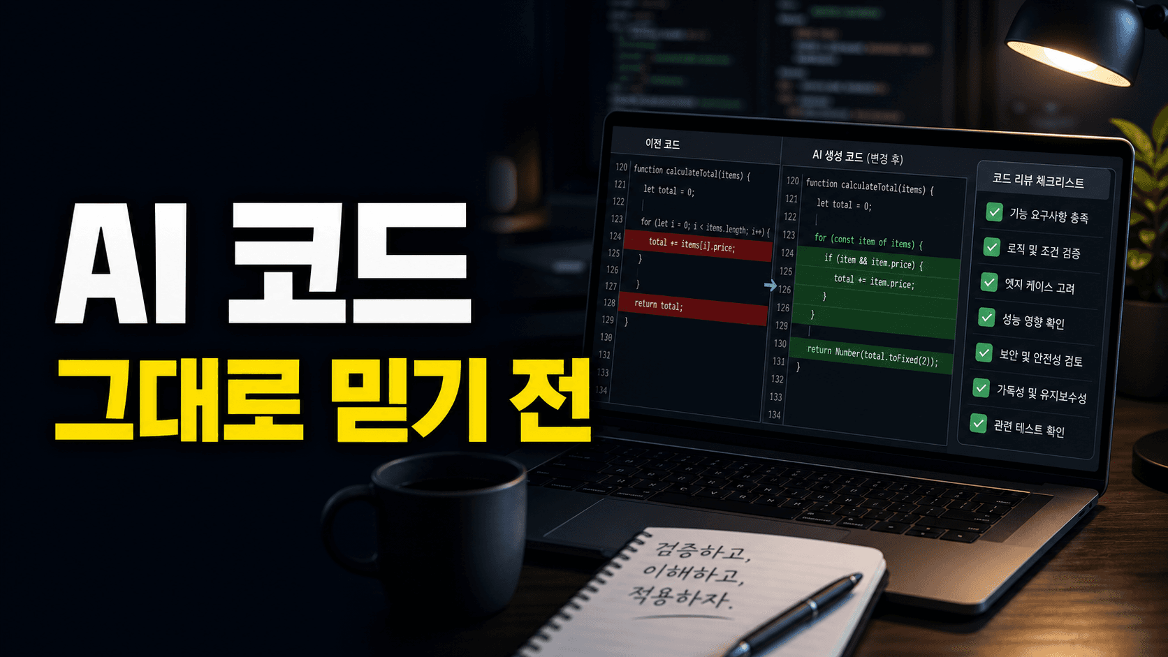 AI가 고친 코드 그대로 써도 될지 불안할 때, diff 검수 프롬프트 6단계
