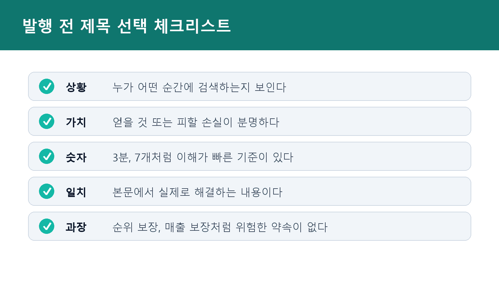 발행 전 제목 선택 체크리스트