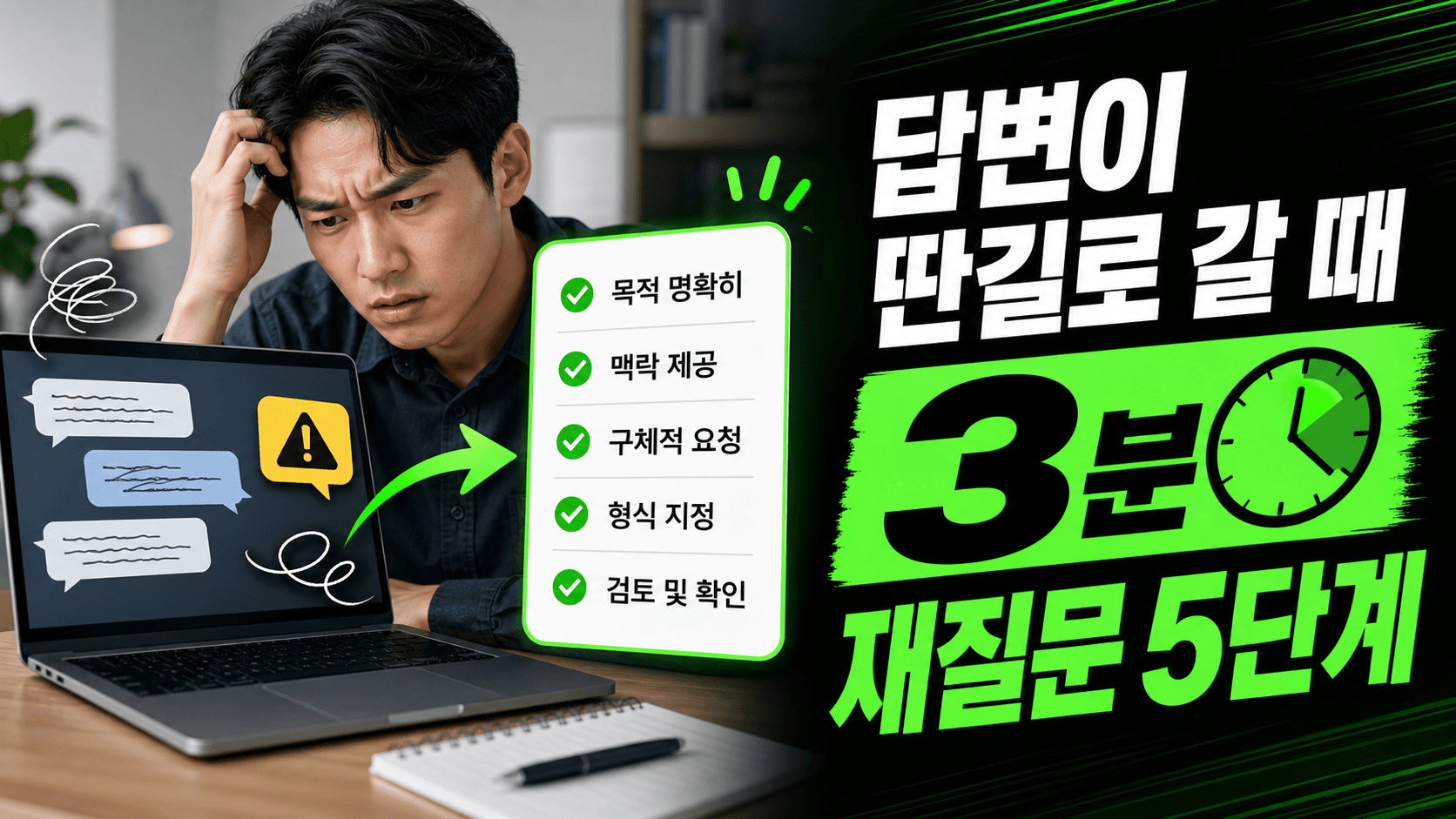 ChatGPT 답변이 딴길로 갈 때, 3분 재질문 5단계 대표 이미지