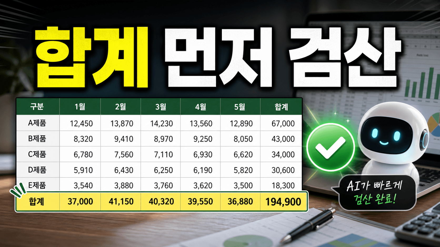 ChatGPT 표 숫자를 보내기 전, 합계부터 검산하는 프롬프트