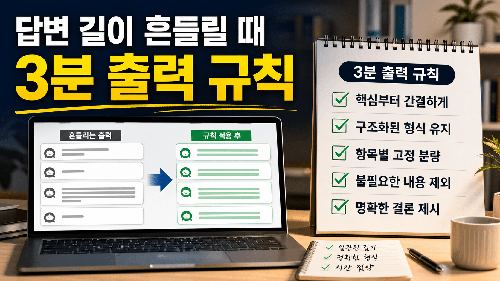 ChatGPT 답변 길이가 매번 다를 때, 3분 만에 출력 규칙 고정하는 프롬프트 대표 이미지