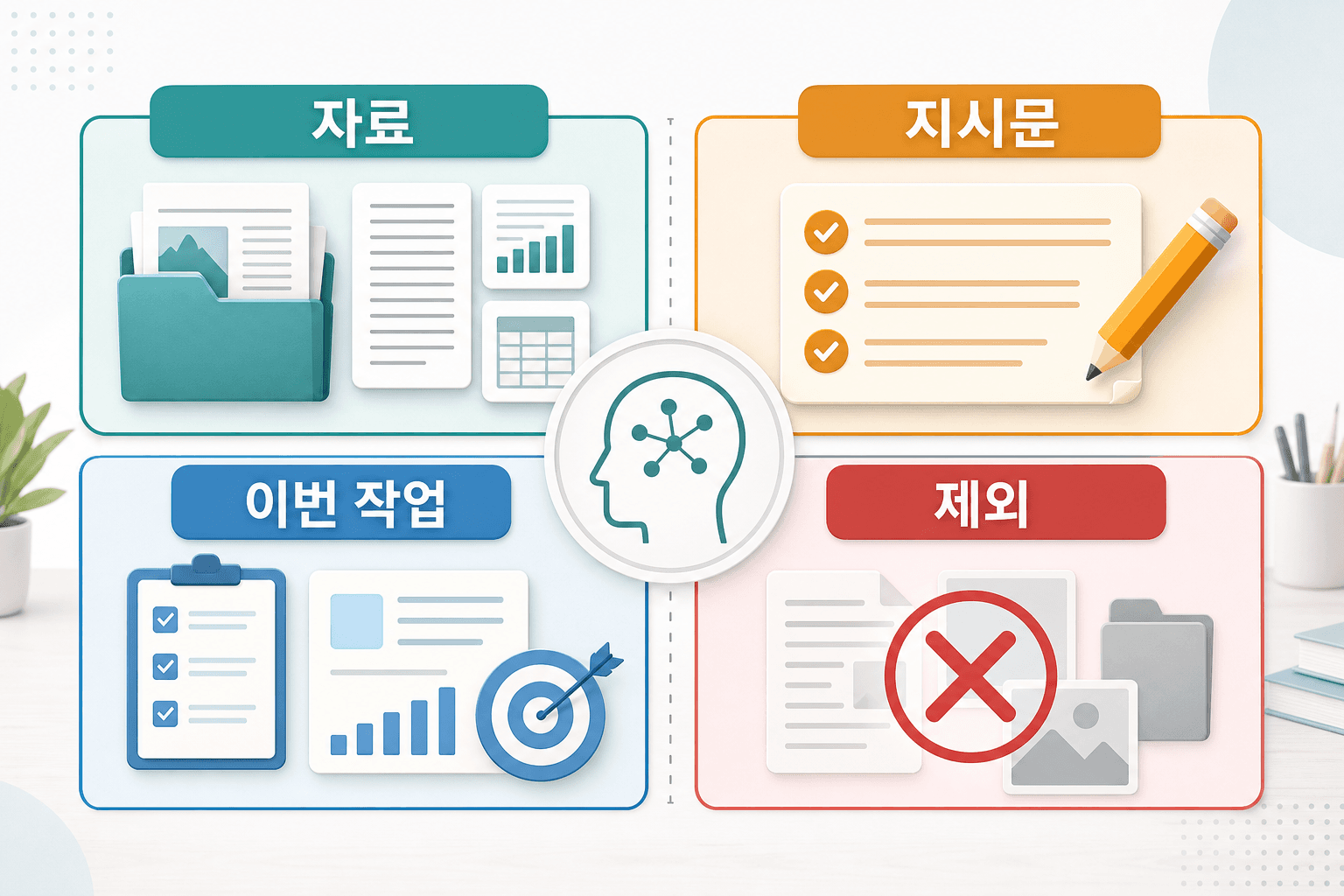 프로젝트 맥락 혼합을 막는 자료, 지시문, 이번 작업, 제외 체크리스트
