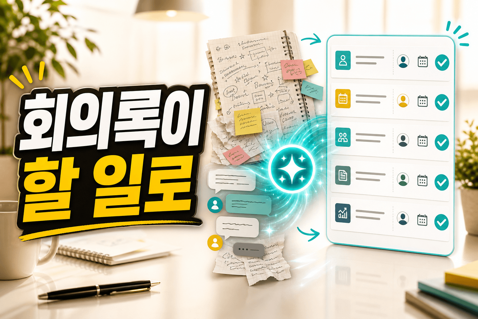회의록만 쌓이는 팀장, 7분 만에 할 일 뽑는 5단계 대표 이미지