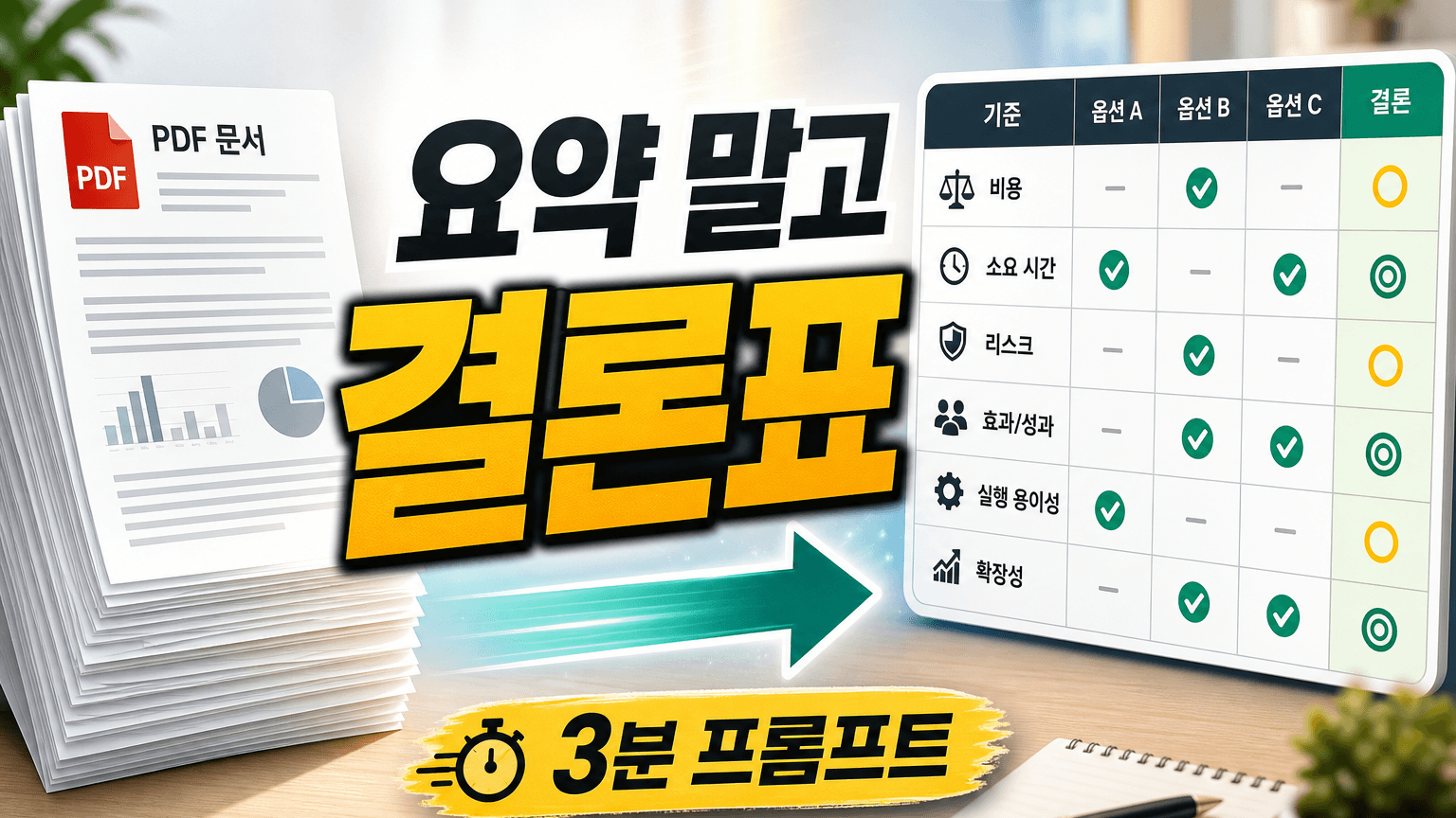PDF 요약이 길기만 할 때, 3분 만에 결론표로 바꾸는 ChatGPT 프롬프트