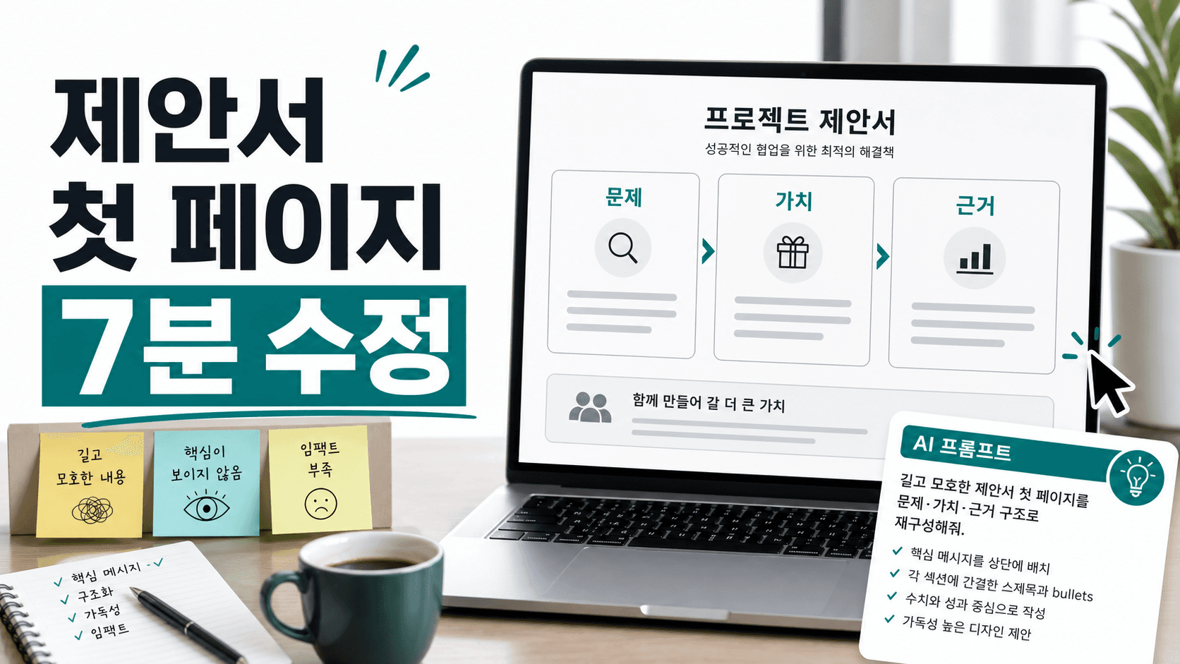 고객 제안서 첫 페이지가 장황할 때, 7분 만에 고치는 ChatGPT 프롬프트 대표 이미지