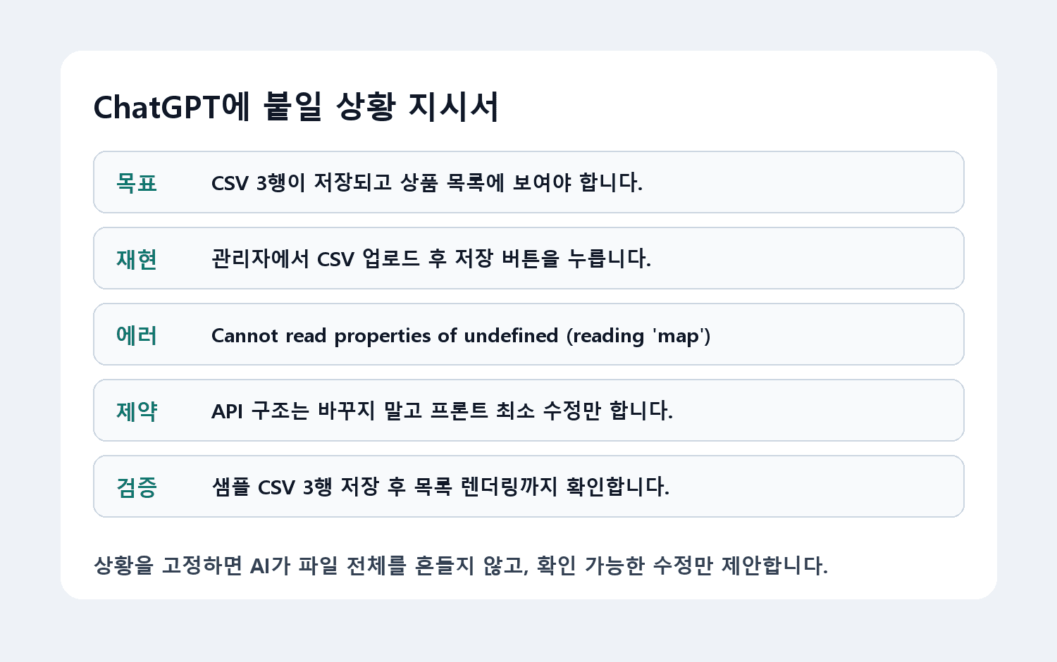 ChatGPT에 붙일 상황 지시서