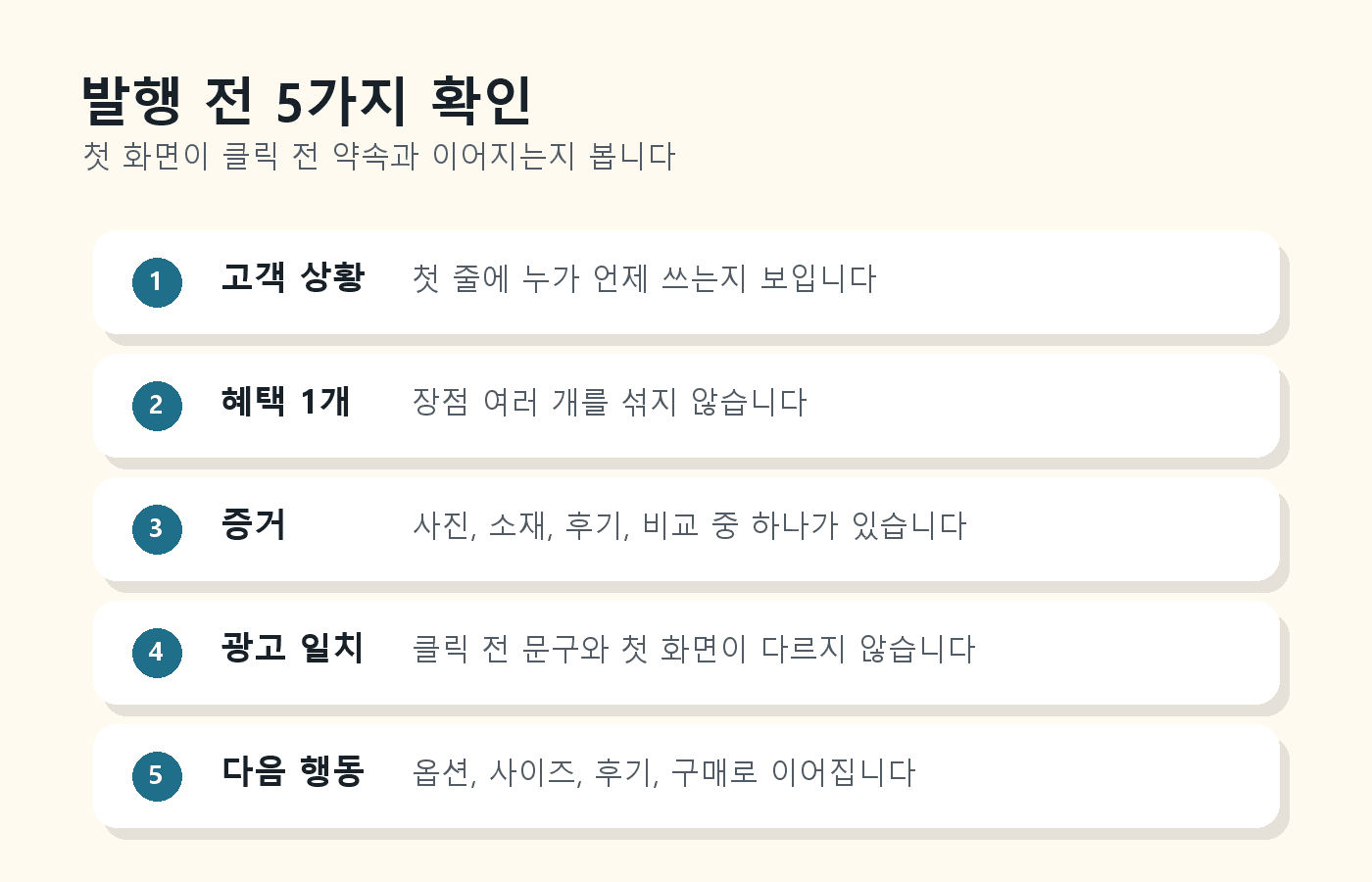 상세페이지 첫 화면 발행 전 5가지 확인 체크리스트