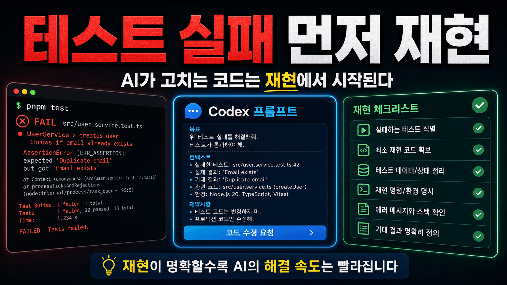 테스트 실패 원인을 믿기 전 확인할 재현 근거 대표 이미지