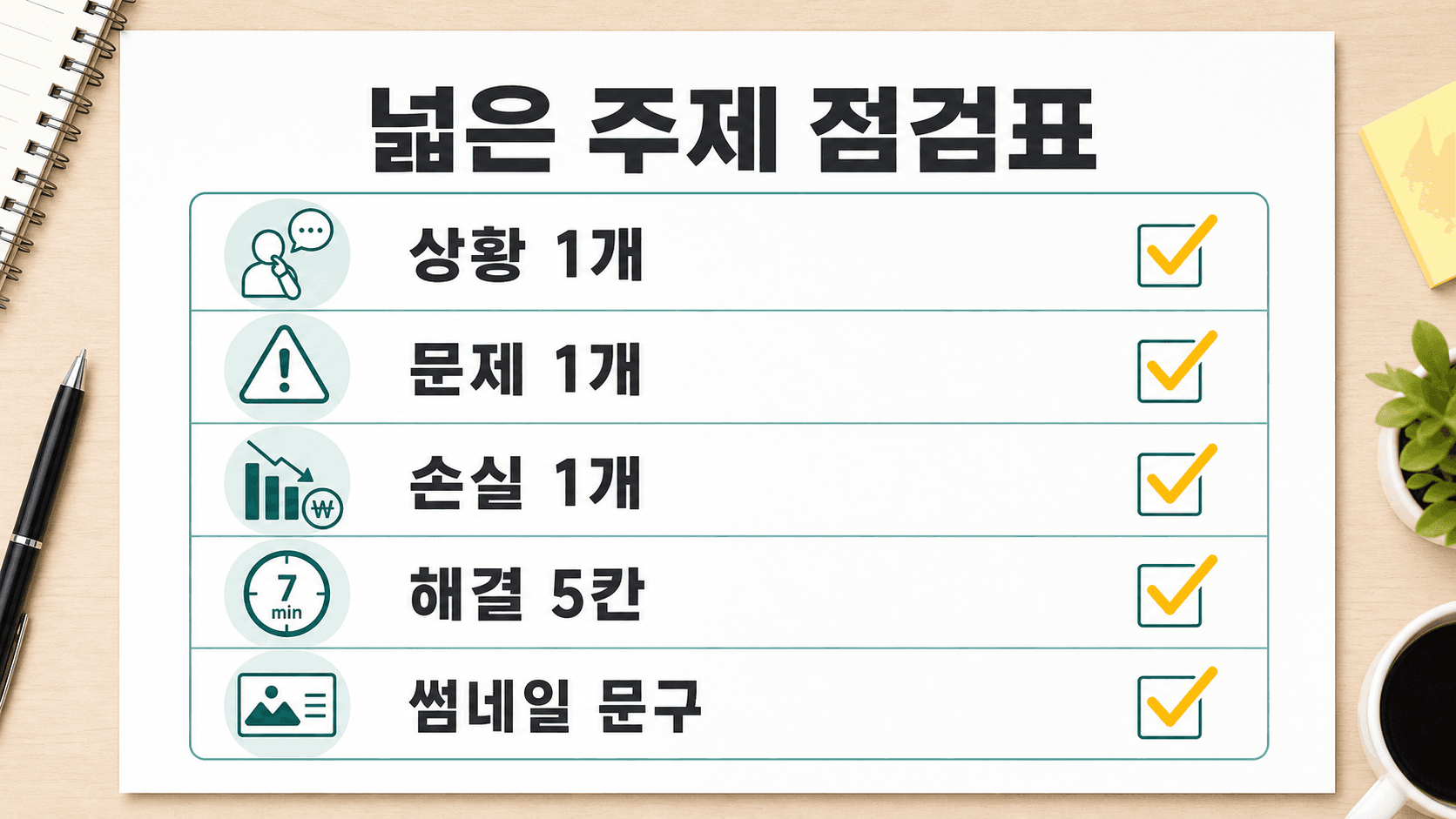 넓은 워드프레스 주제를 한 편의 글로 좁혔는지 확인하는 체크리스트