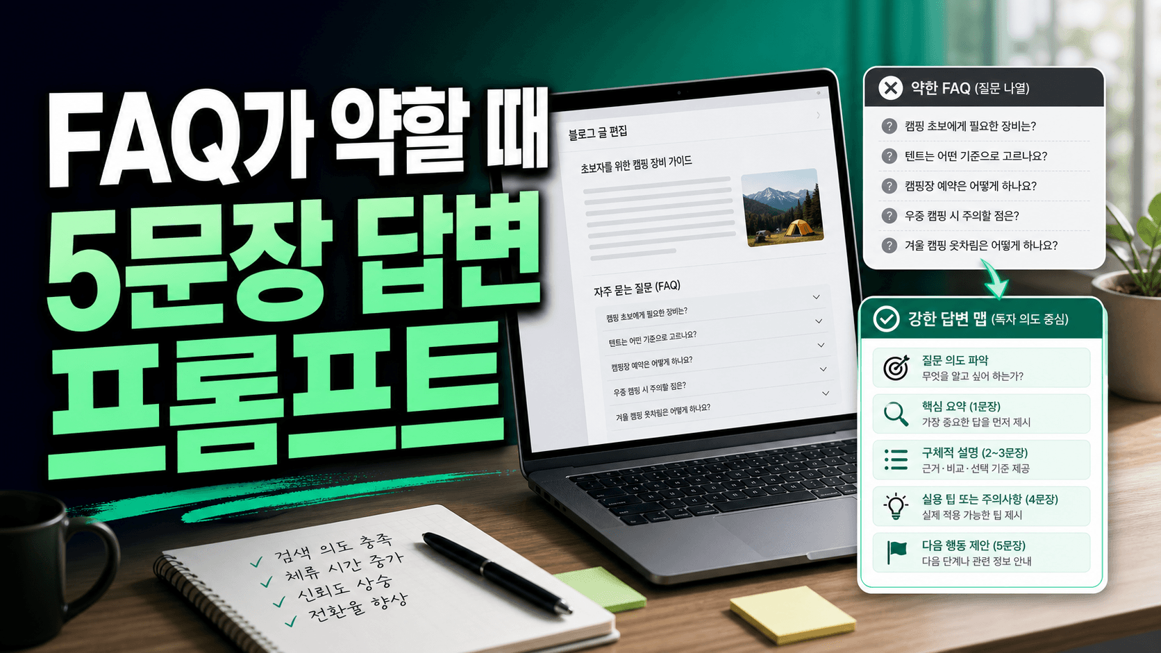 블로그 FAQ가 답을 못 줄 때, 5문장으로 고치는 ChatGPT 프롬프트 대표 이미지