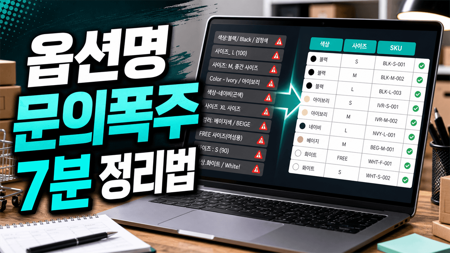 옵션명 문의 폭주하는 쇼핑몰, 7분 만에 줄이는 AI 정리법 대표 이미지